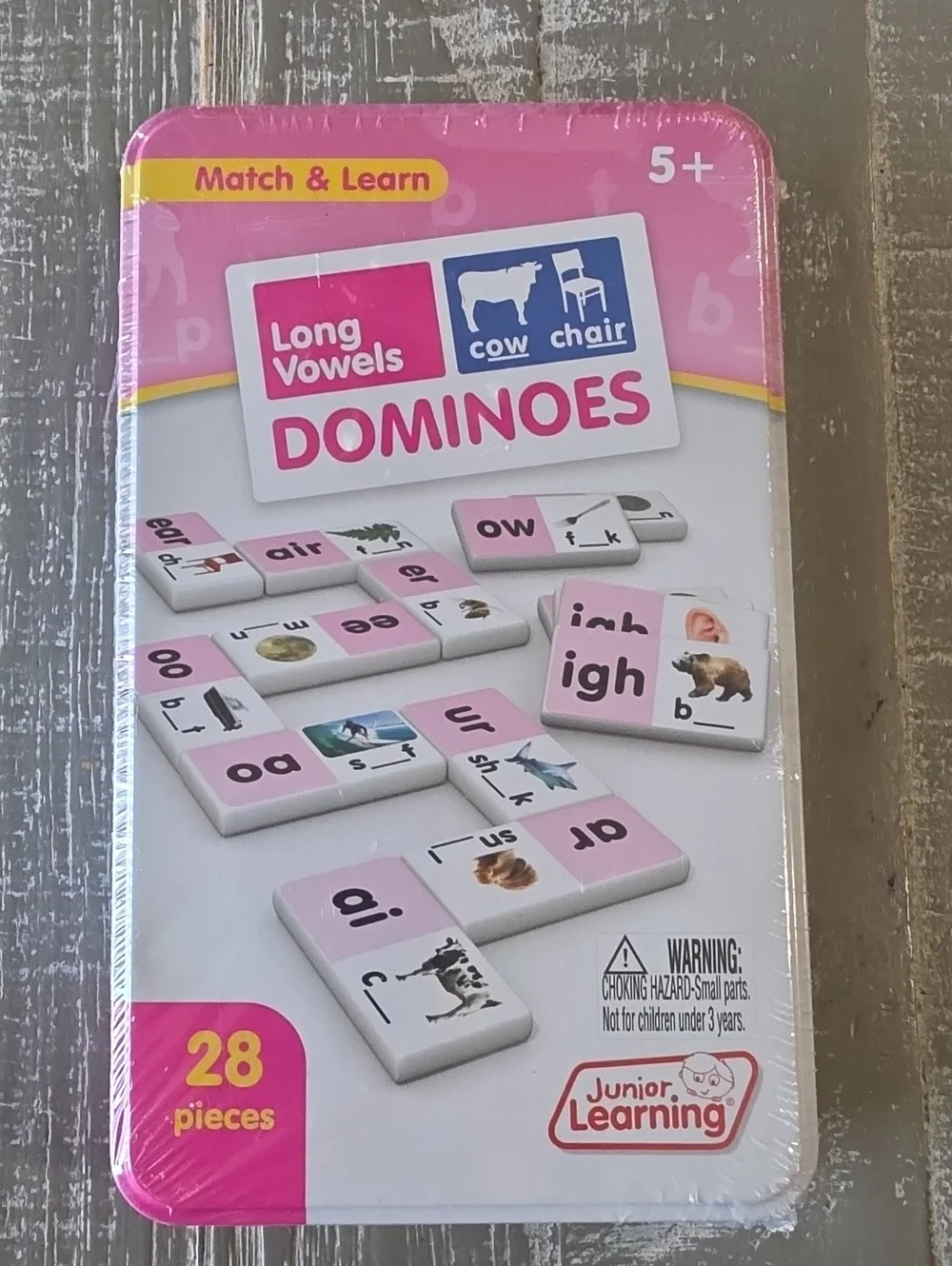 LONG VOWEL DOMINOES Match & Learn, Junior Learning, 28 Pieces, Grade K-1st